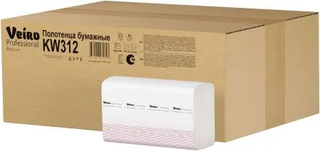 VEIRO: Полотенца бумажные Z 2сл 200л 22,5х21,3см Premium водорастворимые белые