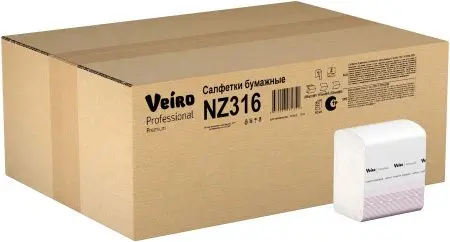 VEIRO: Салфетки бумажные Z 1сл 250л 11.1х22.5см белые Premium для диспенсеров