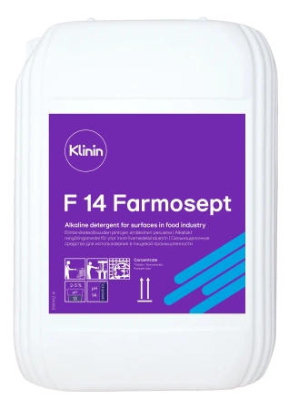 Klinin: Фармосепт F14 10л сильнощелочное пенное моющее средство без хлора