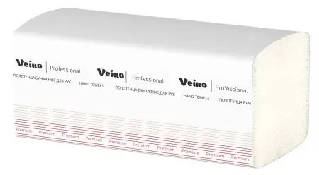 VEIRO: Полотенца бумажные V 2сл 200л 21х21,6см Premium белые
