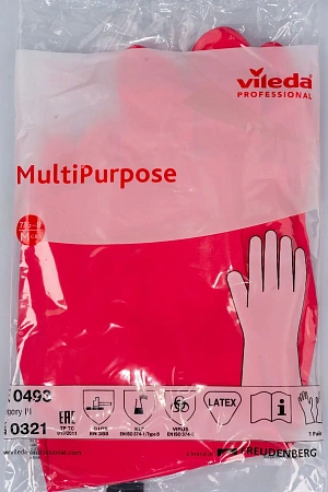 Фото №10 - Vileda: Перчатки многоцелевые M красный резиновые