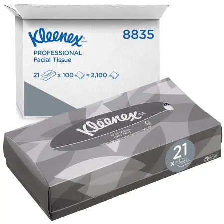 Kimberly-Clark: Салфетки Клинекс 2сл 100л для лица белые