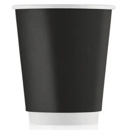 Одноразовая продукция: Стакан бумажный 250мл 2сл d=80мм черный /кор=25 шт.