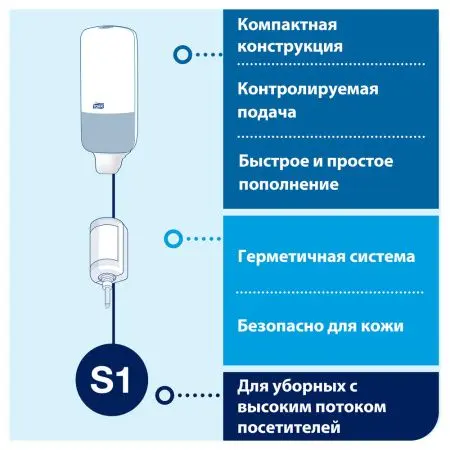 Tork: Диспенсер S1/S11 Elevation 1л для жидкого мыла белый