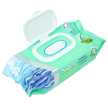 Средства личной гигиены: Салфетки влажные SALFETI Антибактериальные /пач.=72 шт.