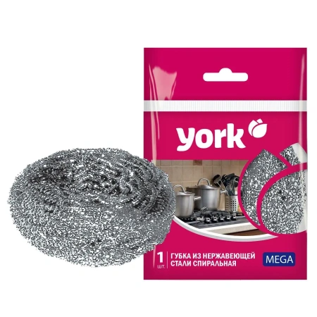 Губки,скрабы: для посуды металлическая YORK Mega 40г спираль