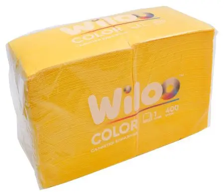 Бумажные салфетки: столовые 1сл 400листов 24х24 Wiloo желтые