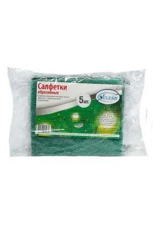 Губки,скрабы: для посуды VCLEAN Тайфун 10х12 абразивная /пач.=5 шт.