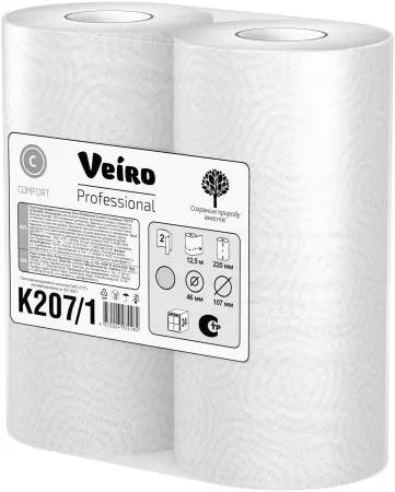 VEIRO: Полотенца бумажные 2сл 12,5м/22 Comfort белые кухонные /пач.=2 шт.