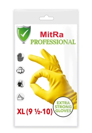 Перчатки: резиновые латексные MITRA XL с хлопковым напылением