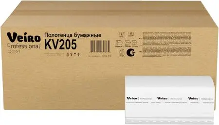 VEIRO: Полотенца бумажные V 2сл 200л 21х21,6см Comfort белые