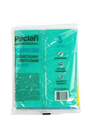 ХозСалфетки: *универсал 30х38 вискоза ПАКЛАН Профэшнл /пач.=3 шт.