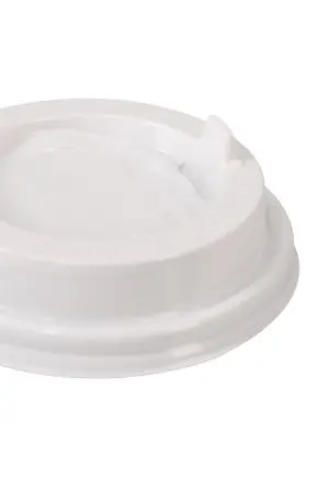 Одноразовая продукция: Крышка к стакану бумажному d=80мм с питейником (клапан) белая /пач.=100 шт.