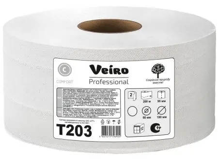 VEIRO: Бумага туалетная 2сл 200м/9,5 Comfort белый
