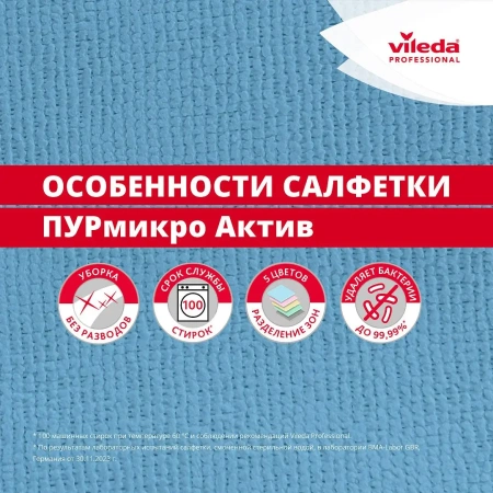 Vileda: Салфетка ПУРмикро Актив 38х35 синяя