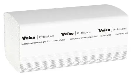 VEIRO: Полотенца бумажные V 2сл 200л 21х21,6см Comfort белые