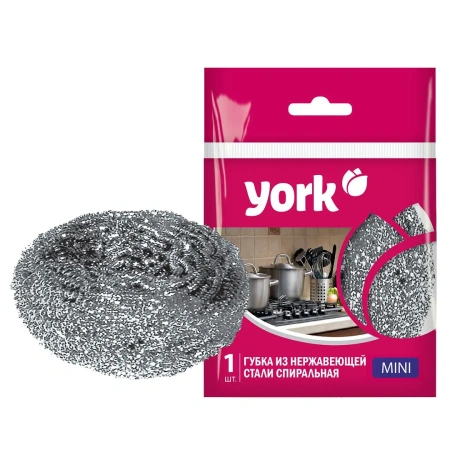 Фото №1 - Губки,скрабы: для посуды металлическая YORK Mini 15г спираль
