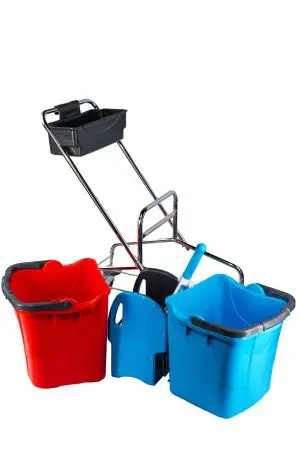 Вик: Тележка 2х25л металл хром+ отжим + дополнительная корзина