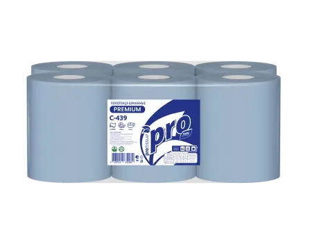 Вик: Полотенца бумажные ЦВ 2сл 150м целлюлоза с перф. синие PROtissue