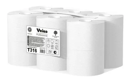VEIRO: Бумага туалетная 2сл 50м/9,2 Premium белая /пач.=12 шт.