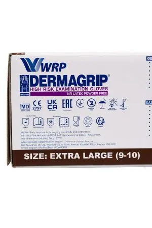 Перчатки: латексные Dermagrip High Risk XL неопудренные нестерильные синие /пач.=50 шт.