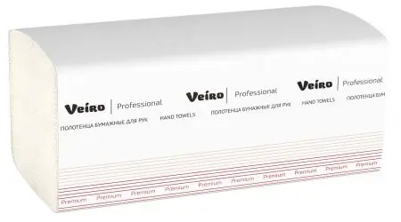 VEIRO: Полотенца бумажные V 2сл 200л 21х21,6см Premium белые