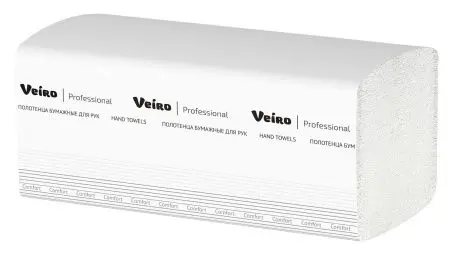 VEIRO: Полотенца бумажные V 2сл 200л 21х21,6см Comfort белые