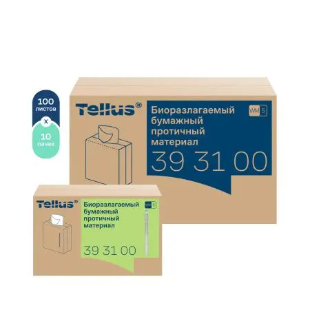 ТОРК: Tellus Материал протирочный бумажный WM5 Премиум 1сл 100л 22,5х41см биоразлагаемый белый