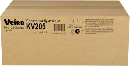 VEIRO: Полотенца бумажные V 2сл 200л 21х21,6см Comfort белые