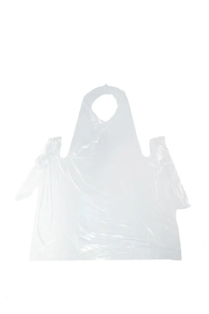 Фото №1 - Одноразовые: Фартук полиэтиленовый одноразовый белый/прозрачный /пач.=100 шт.