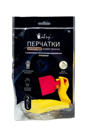 Фото №1 - Перчатки: резиновые латексные плотность высокая L с хлопковым напылением