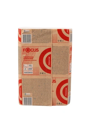 Хаят: Полотенца бумажные Z 2сл 200л 21,5х24см ФОКУС Премиум белые в ПЭ