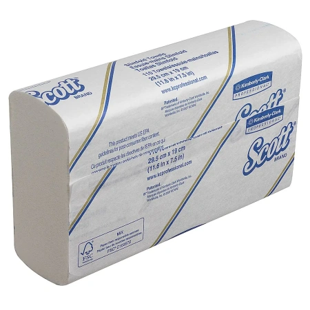 Kimberly-Clark: Полотенца бумажные Скотт Слимфолд 1сл 147л 29,5х19,0см белые