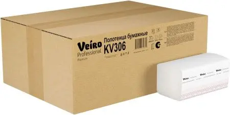 VEIRO: Полотенца бумажные V 2сл 200л 21х21,6см Premium белые