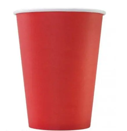 Одноразовая продукция: Стакан бумажный 350мл 1сл d=90мм красный /пач.=50 шт.
