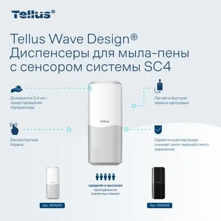 ТОРК: Tellus Диспенсер SC4 для мыла-пены белый СЕНСОРНЫЙ