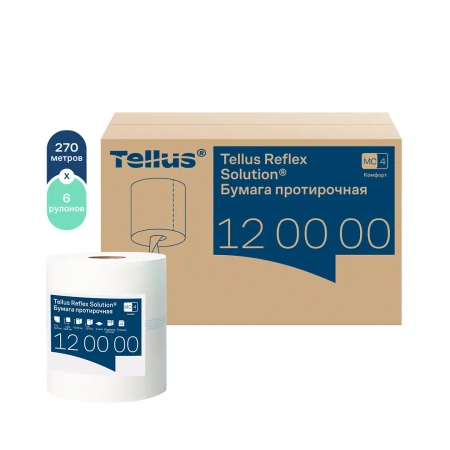 ТОРК: Полотенца бумажные M4 Рефлекс Комфорт 1сл 270м/19,8 протирочные в рулоне с ЦВ белые