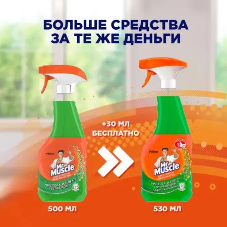 Чистящее средство: МИСТЕР МУСКУЛ 530мл для стекол (триггер) Утренняя роса