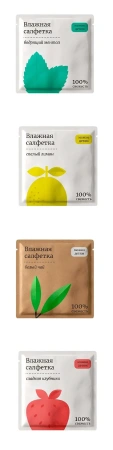 Мини-продукт: Салфетка влажная 13,5х13,5см саше 6х6см освежающая в асс. инд.уп. ПК СТУДИОПАК