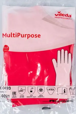 Vileda: Перчатки многоцелевые L красный резиновые