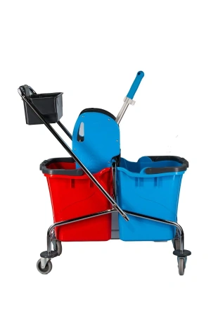 Вик: Тележка 2х25л металл хром+ отжим + дополнительная корзина